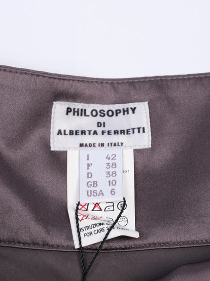 Excellent Philosophy di Alberta Ferretti Gray Silk Satin Skirt Size M
