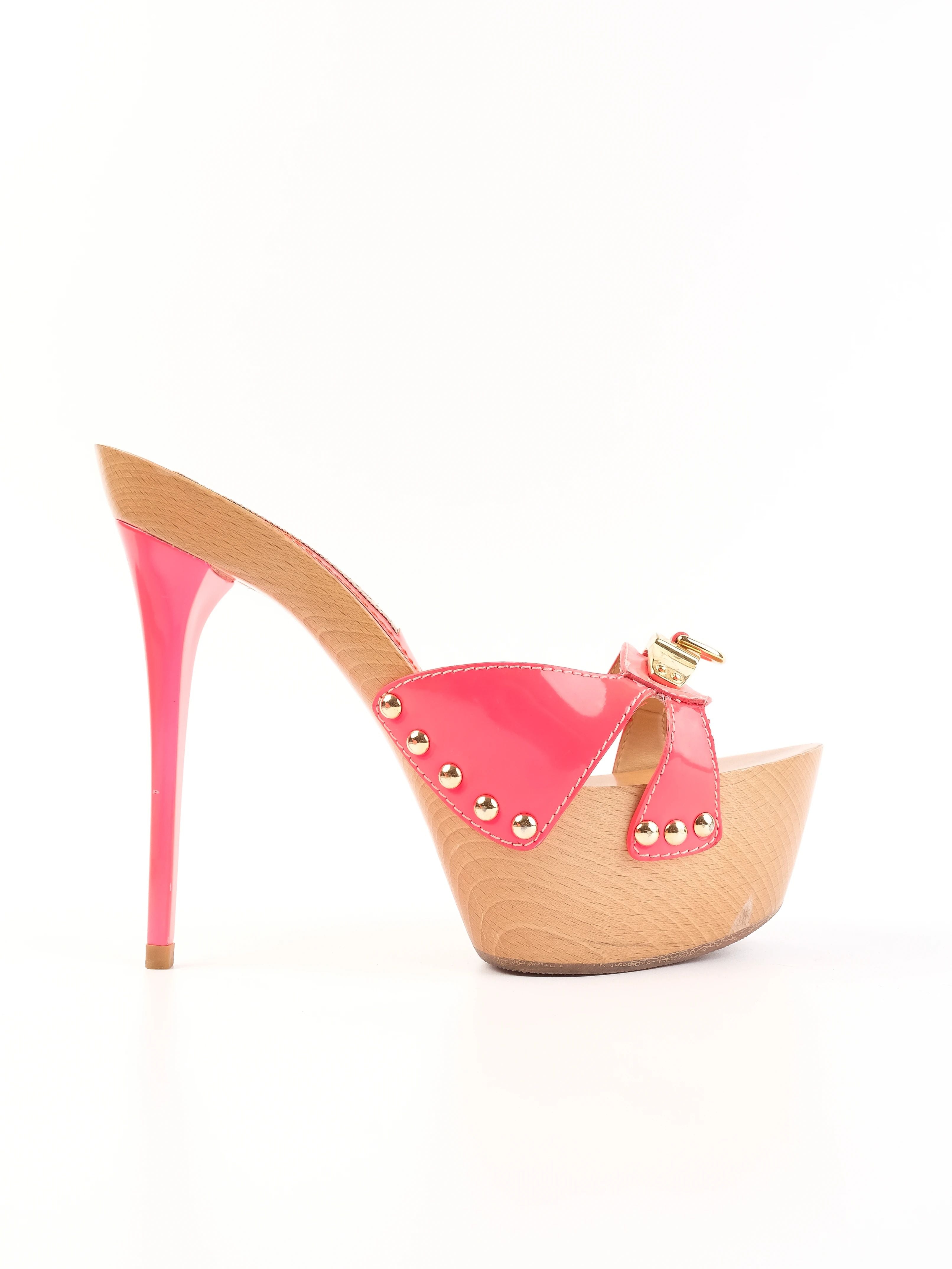 Excellent Gianmarco Lorenzi Pink Leather Platform Sandals Size 37