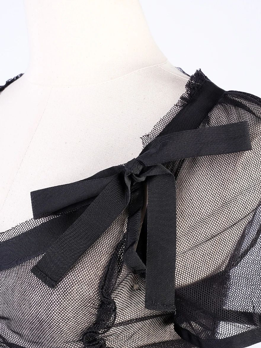 Excellent Philosophy di Alberta Ferretti Black Sheer Top Size M