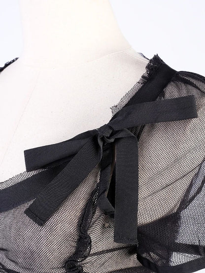 Excellent Philosophy di Alberta Ferretti Black Sheer Top Size M