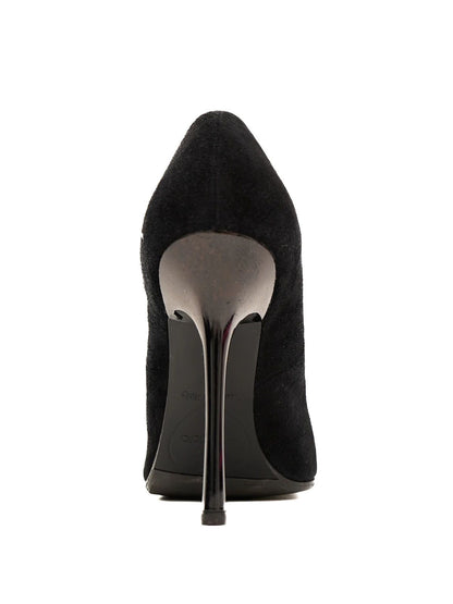 Excellent Gai Mattiolo Black Genuine Suede High-Heeled Shoes Size 37