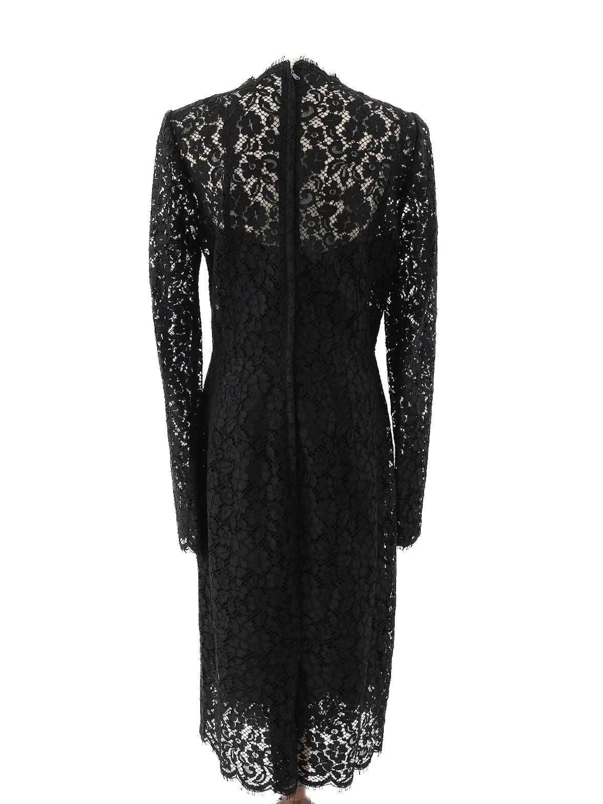 Perfect Dolce Gabbana Black Lace Dress Size L Floral Design