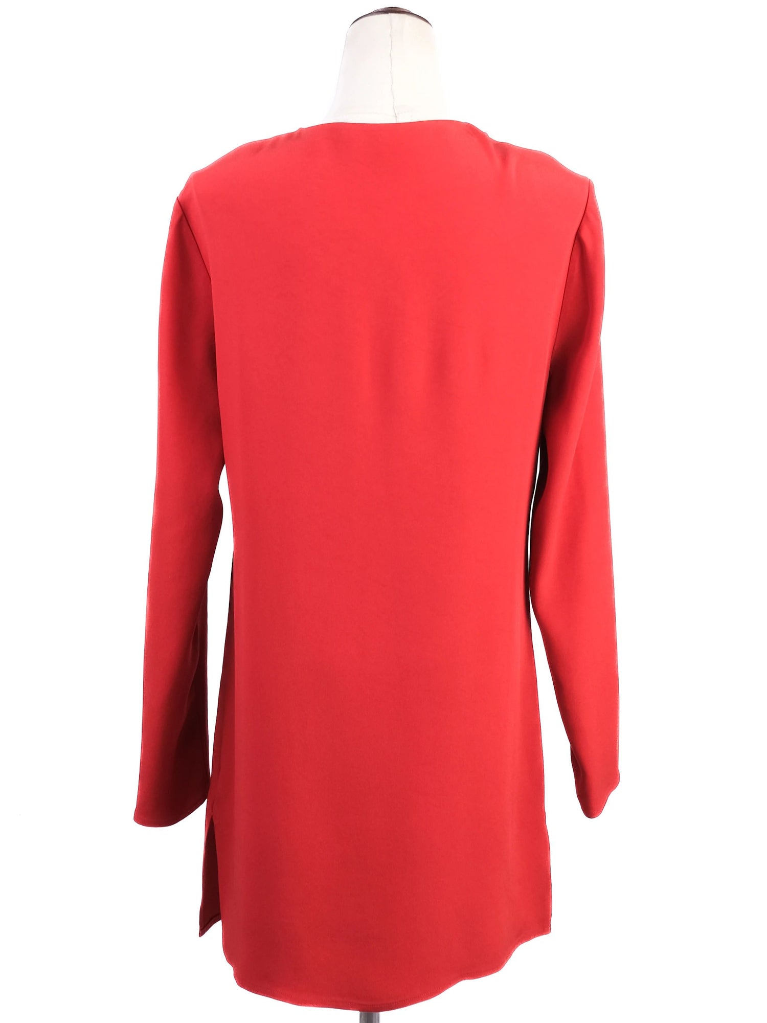 Excellent Ralph Lauren Red Silk Long Sleeve Dress Size L