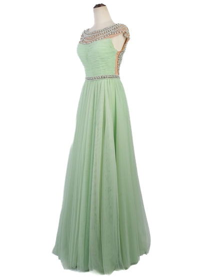Excellent Sherri Hill Green Evening Gown Size M with Beading