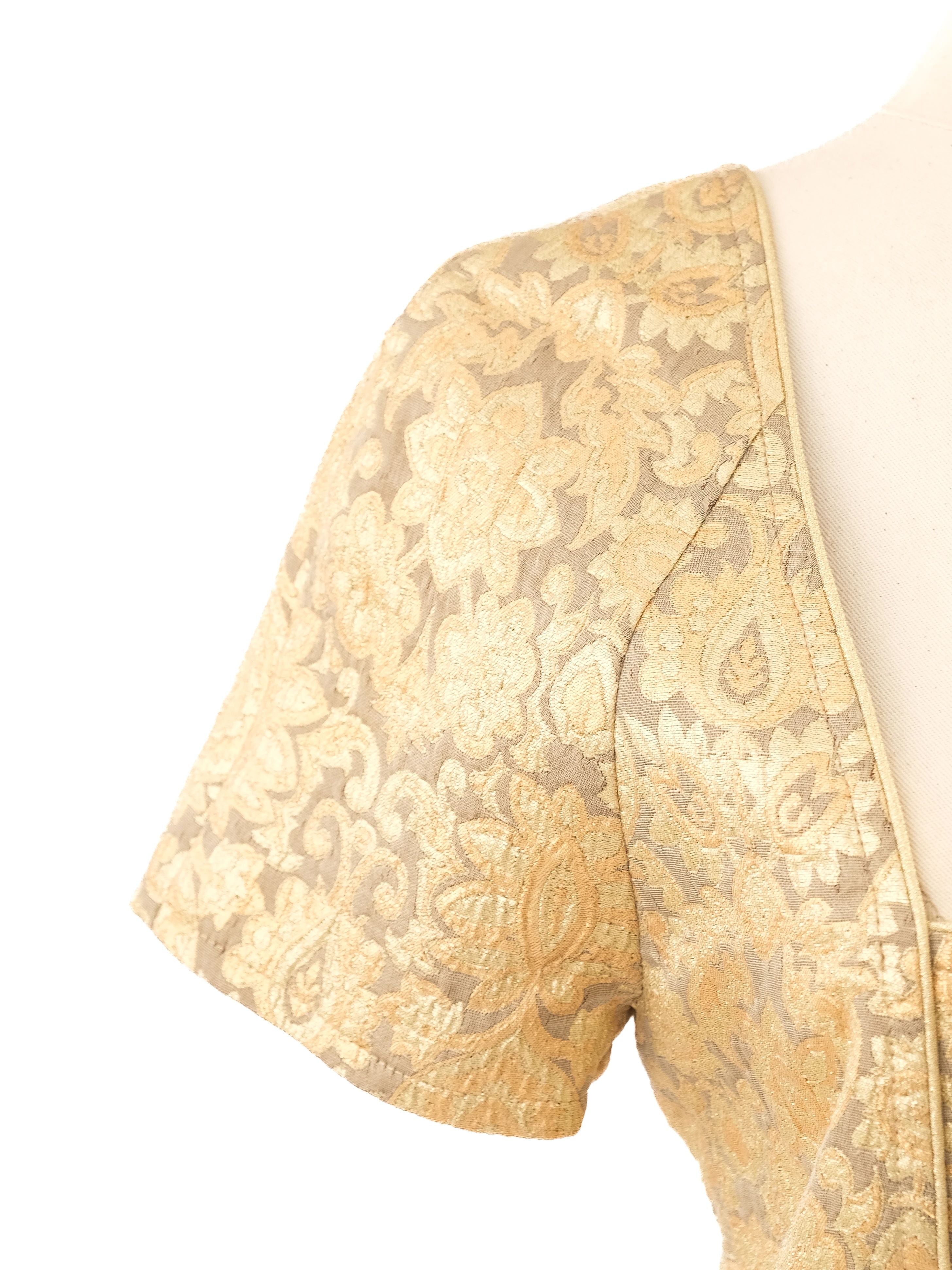 Excellent Paul&amp;Joe Yellow Floral Brocade Dress Size M