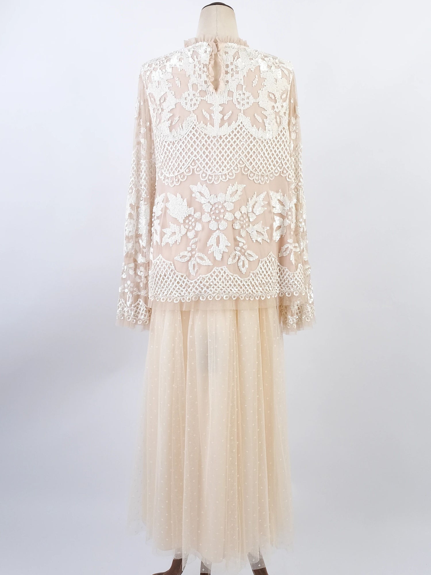 Excellent needle&amp;thread White Floral Lace Dress Size M