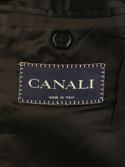 Excellent Canali Black Wool Pinstripe Suit Jacket Size XL