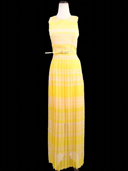 Excellent French Connection Yellow Sleeveless Dress XS with Stripes