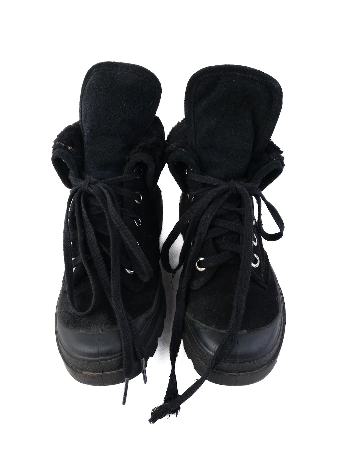 Excellent Judari Black Leather WomenÕs Boots Size 36 with Fur Lining