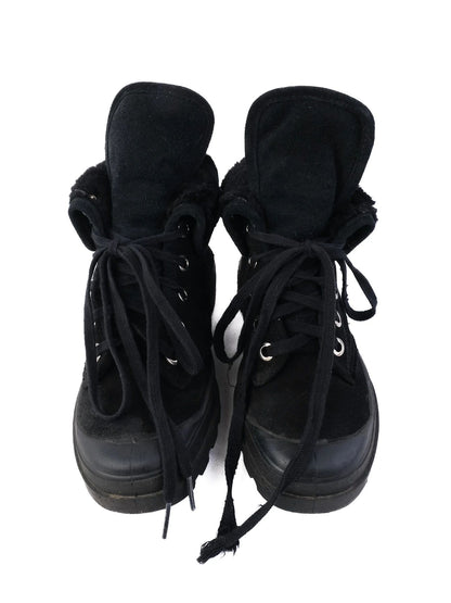 Excellent Judari Black Leather WomenÕs Boots Size 36 with Fur Lining