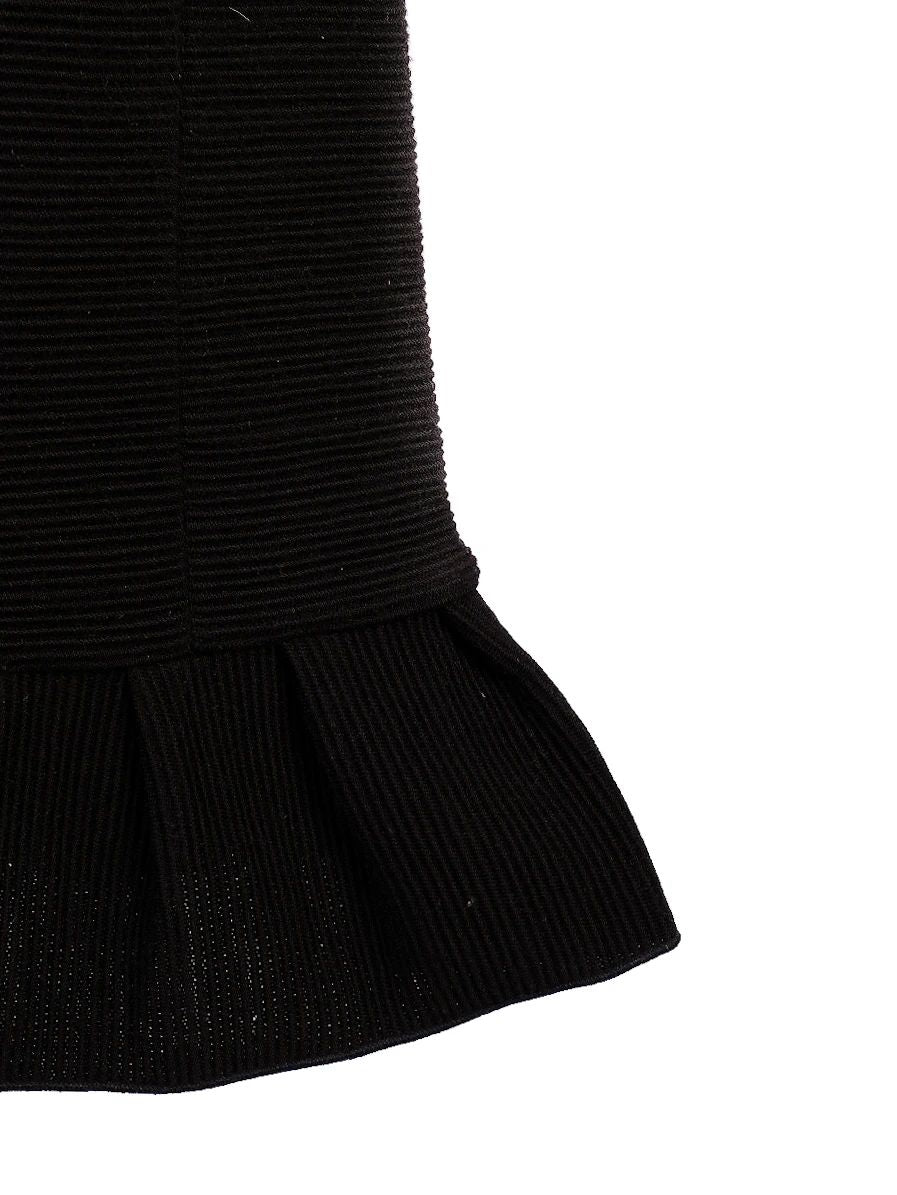 Excellent Emporio Armani Black Viscose Skirt Size XS with Ruffled Hem