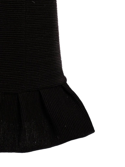 Excellent Emporio Armani Black Viscose Skirt Size XS with Ruffled Hem