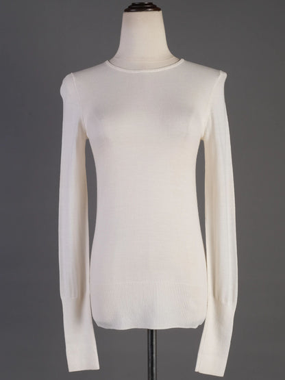 Excellent Tara Jarmon White Wool Long Sleeve Sweater Size S
