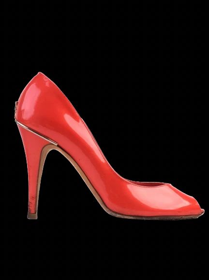 Excellent Chanel Red Leather High-Heeled Shoes Size 37.5
