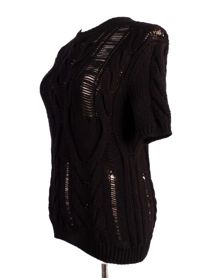 Excellent Max Mara Black Wool Short-Sleeve Sweater Size M