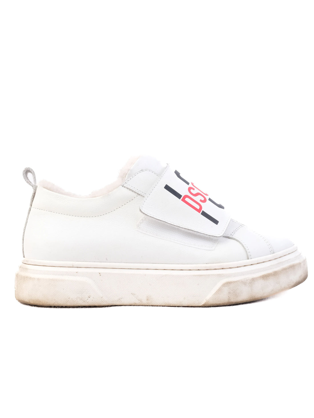 Good Dsquared2 White Leather Sneakers Size 37 with Fur Lining