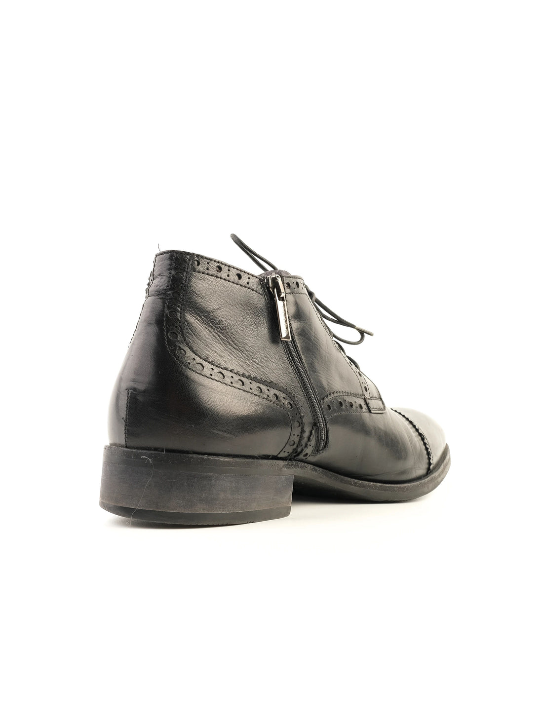 Excellent Baldinini Black Leather Brogue Boots Size 42.5 for Men