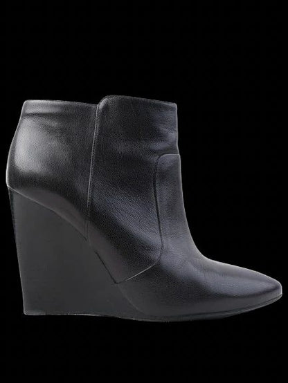 Excellent Tory Burch Black Leather Wedge Ankle Boots Size 40
