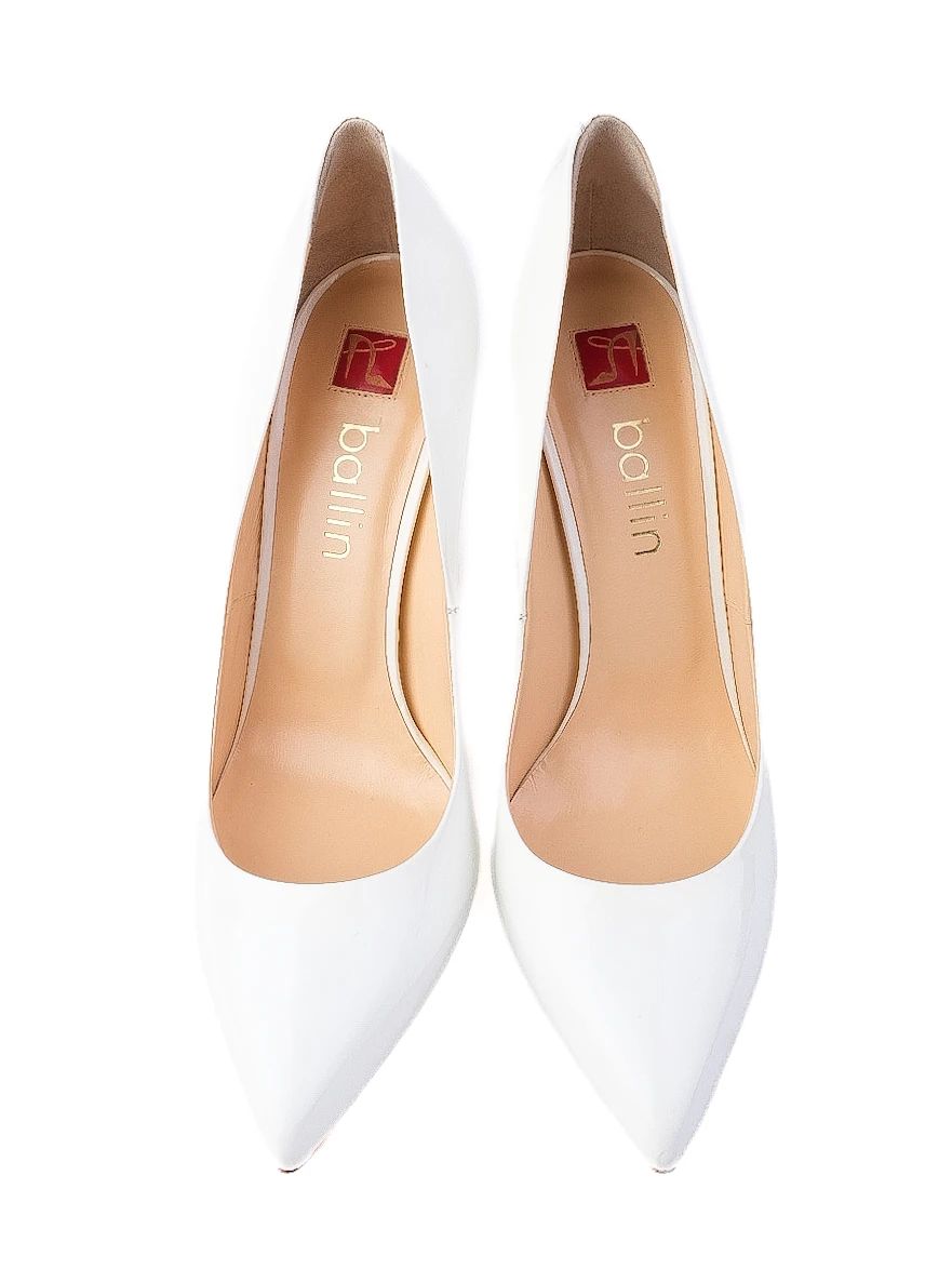 NEW Ballin White Leather High-Heeled Shoes Elegant Design