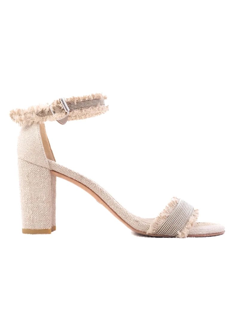 Excellent Stuart Weitzman White Leather High-Heeled Sandals Size N/A