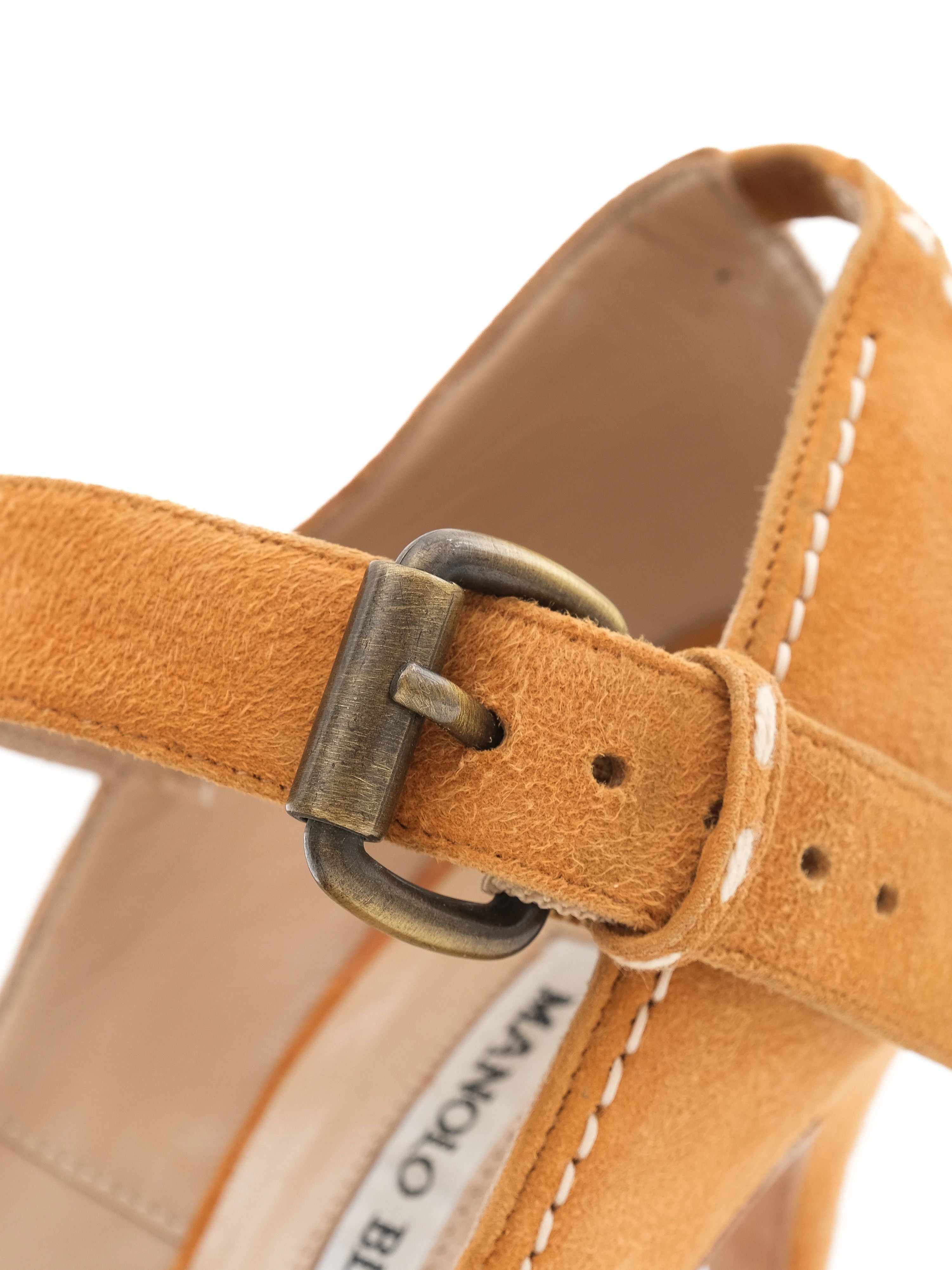 Excellent Manolo Blahnik Orange Leather High Heels Size 36