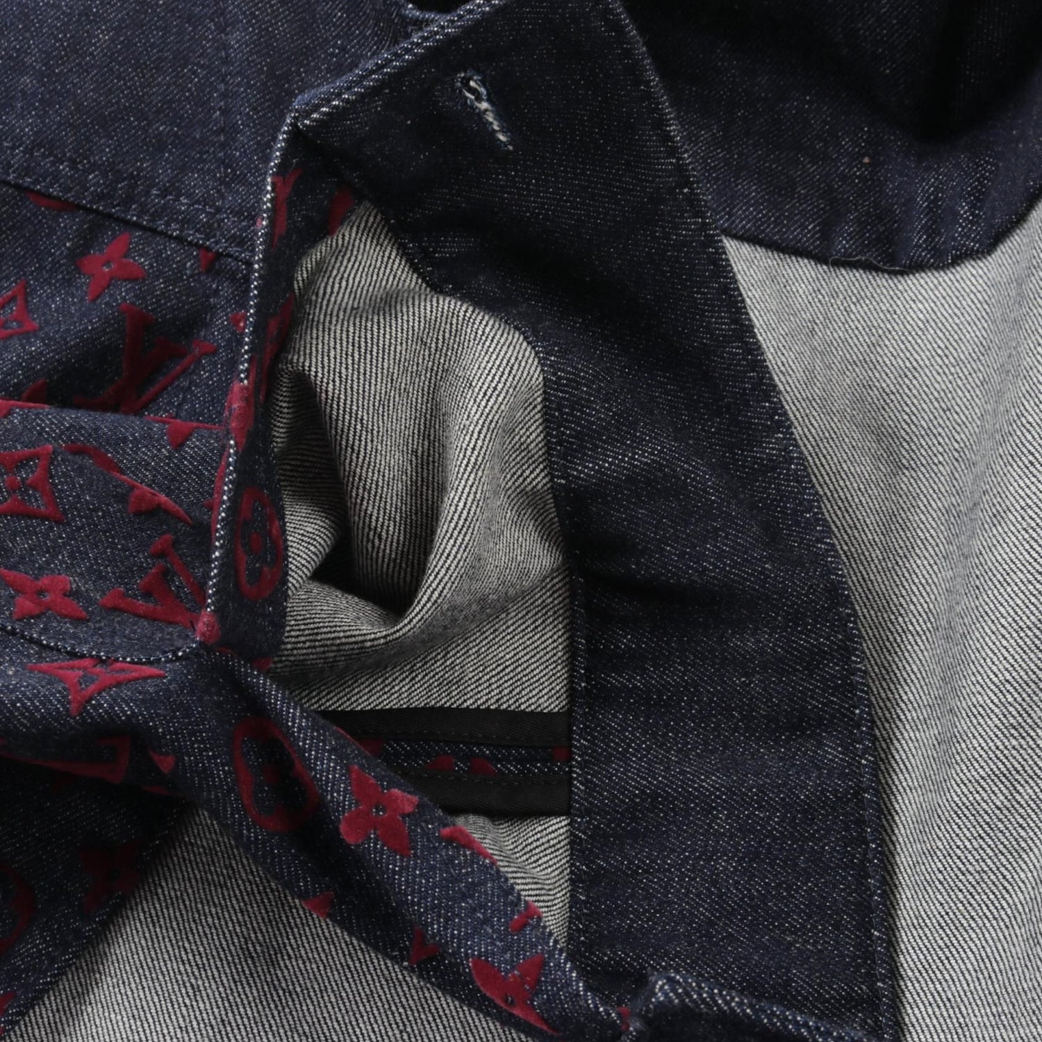 Louis Vuitton Monogram Bordeaux Navy Bordeaux Denim Jacket Rw 232w Aax Fpja 35