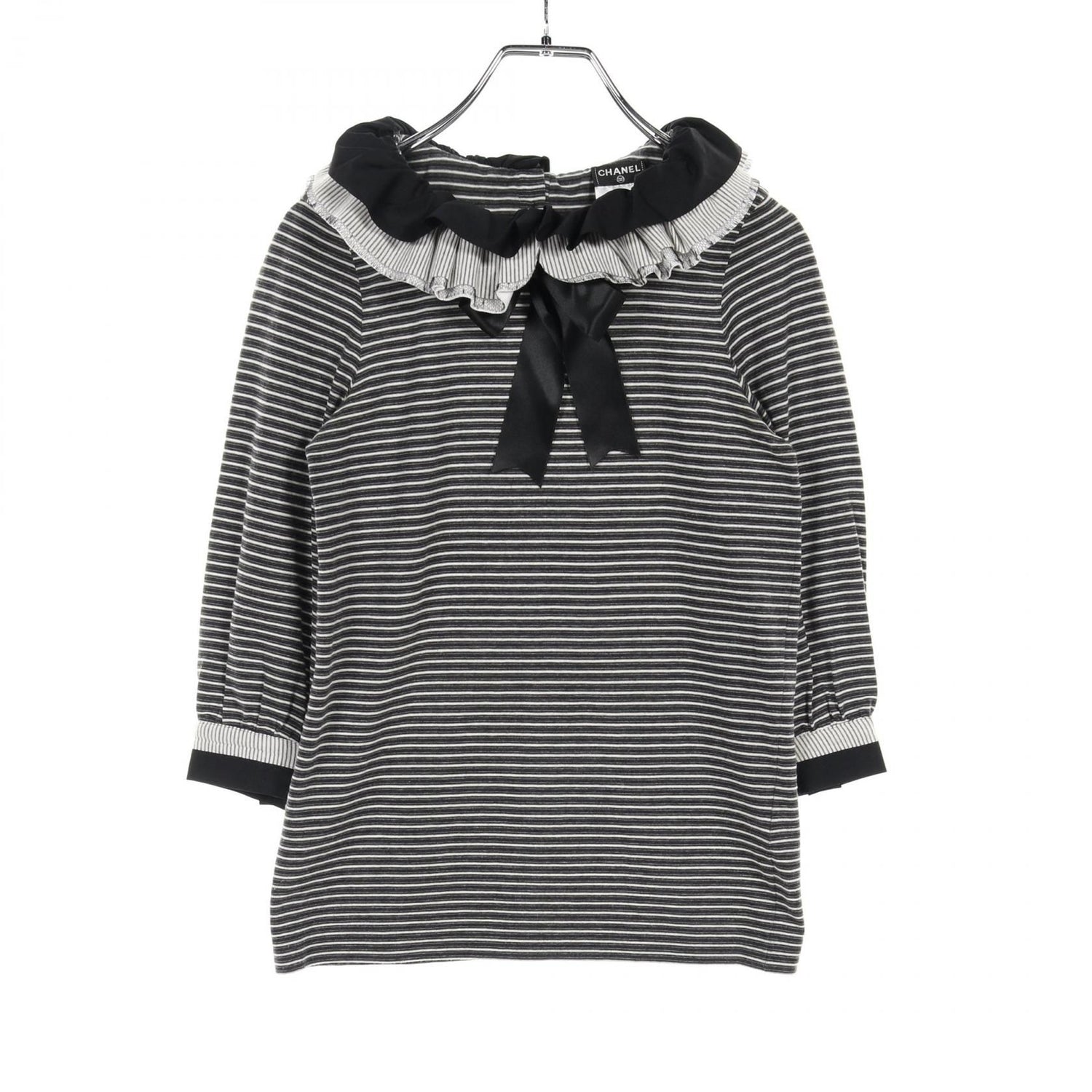 Chanel Black White T-shirt Cotton Nylon P 34294k 00963