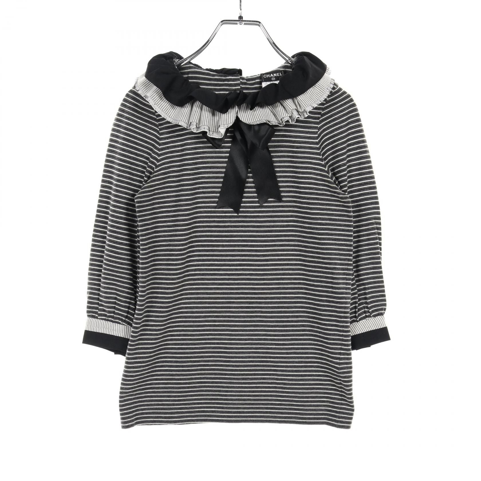 Chanel Black White T-shirt Cotton Nylon P 34294k 00963