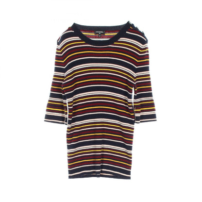 Chanel Navy Multicolor Coco Mark Button Knit Cashmere Silk P 59821k 07816