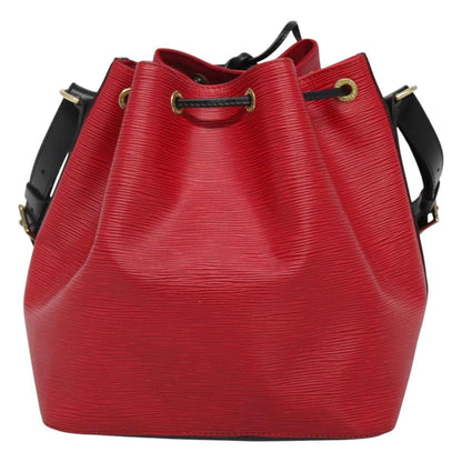 Louis Vuitton Epi Petit Noe Shoulder Bag Bicolor Black Red M 44017 Lv Auth