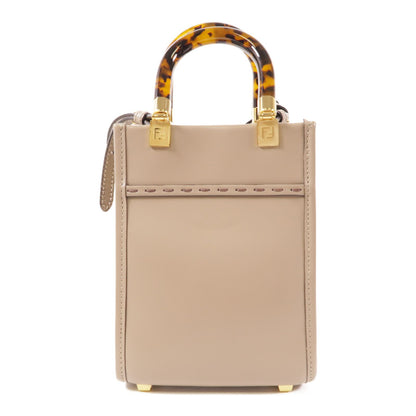 Fendi Cowhide Leather Mini Sunshine Shopper Hand-turned Shoulder Bag 2way Shoulder Bag Gray Grey Calfskin (cowhide) 8