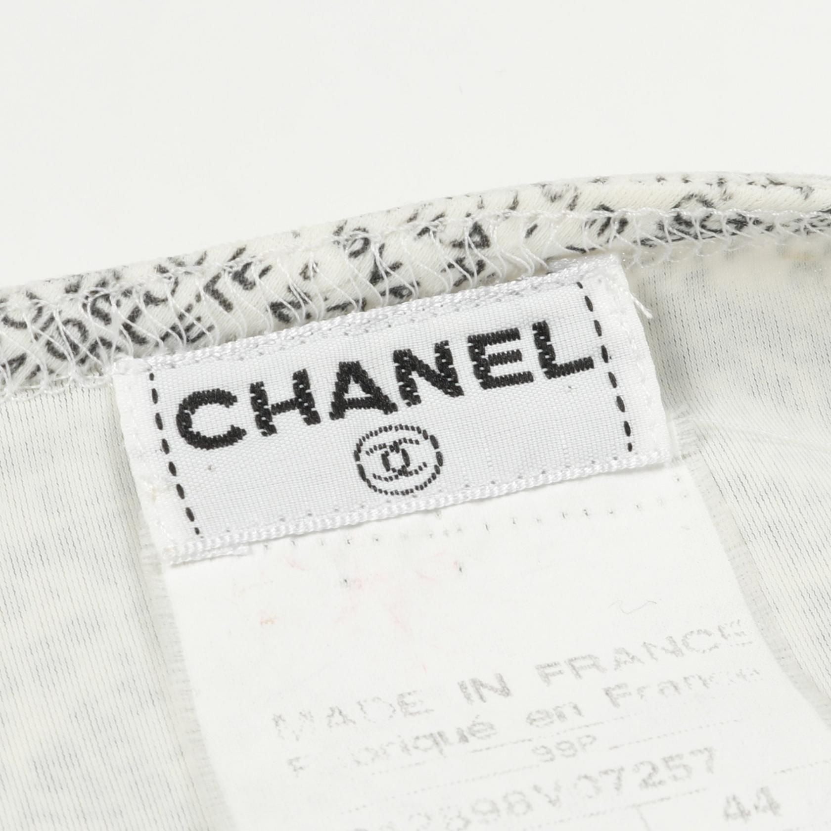 Chanel White Black All-over Logo Print Side Zip Tank Top Other Nylon P 12898v 07257