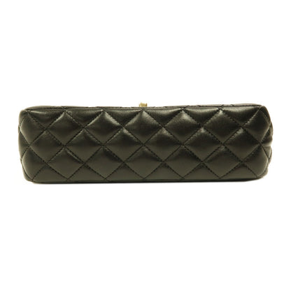 Chanel Black Sheepskin Leather Chain Shoulder Gold Leather Hand Grinded Shoulder And Back Bag Black 2way Shoulder