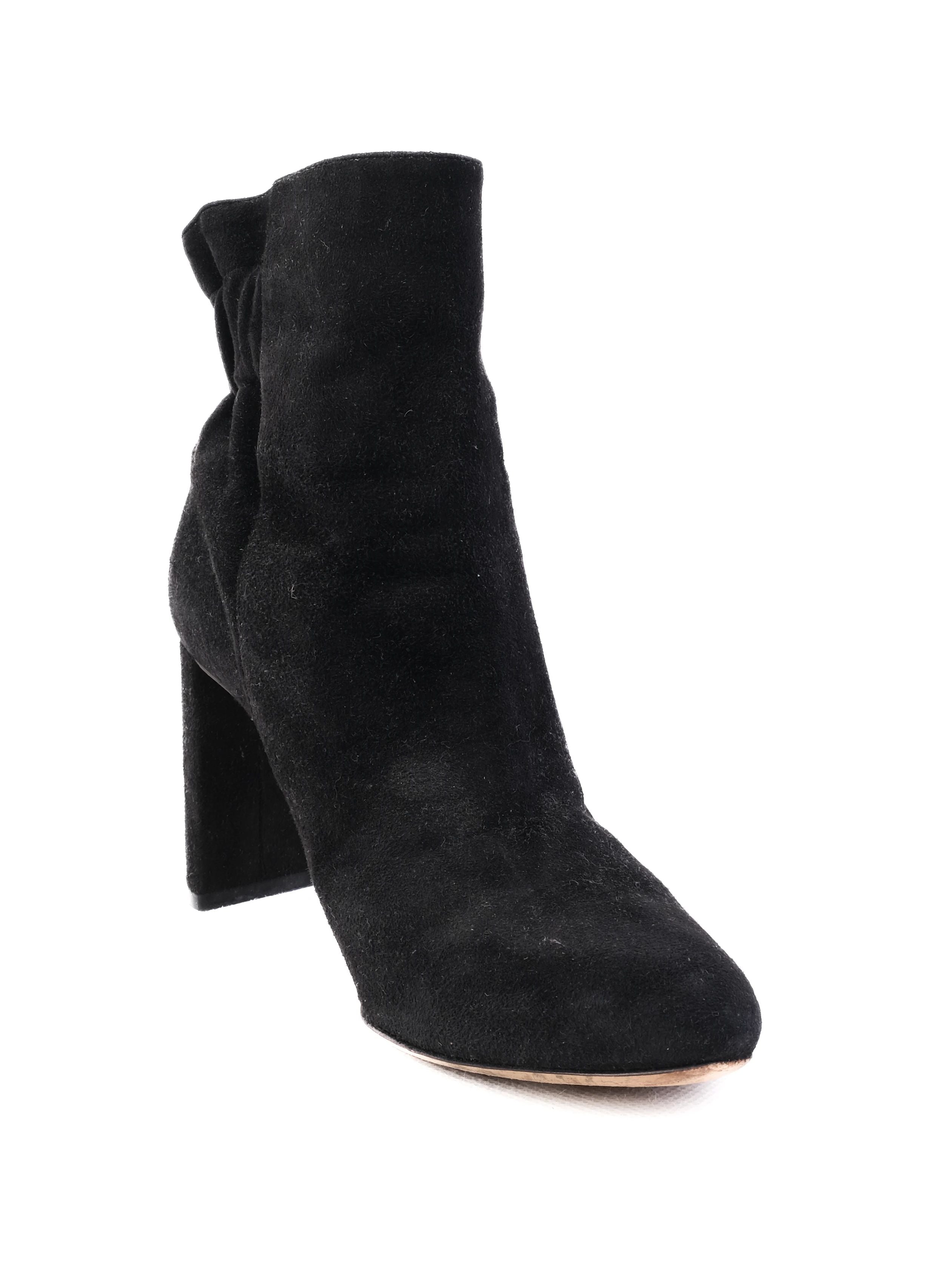 Dior Black Suede Ankle Boots Chunky Heel Size 36 Excellent Condition