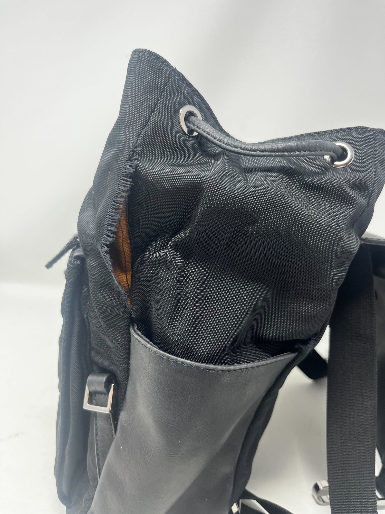 Gucci Backpack Nylon Leather Black