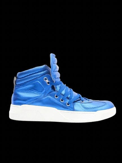 Excellent Dolce Gabbana Blue Leather High-Top Sneakers Size 42