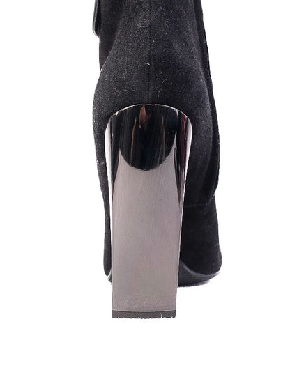 Vicini Black Leather Ankle Boots Size 39 with Block Heel
