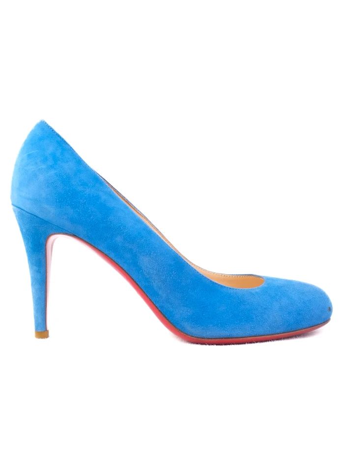 Excellent Christian Louboutin Blue Leather High-Heeled Shoes Size 38