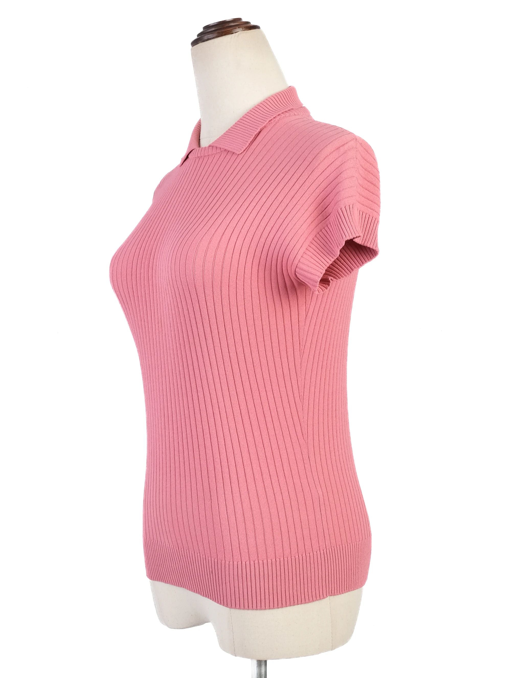 Excellent Red Valentino Pink Ribbed Sweater with Collar