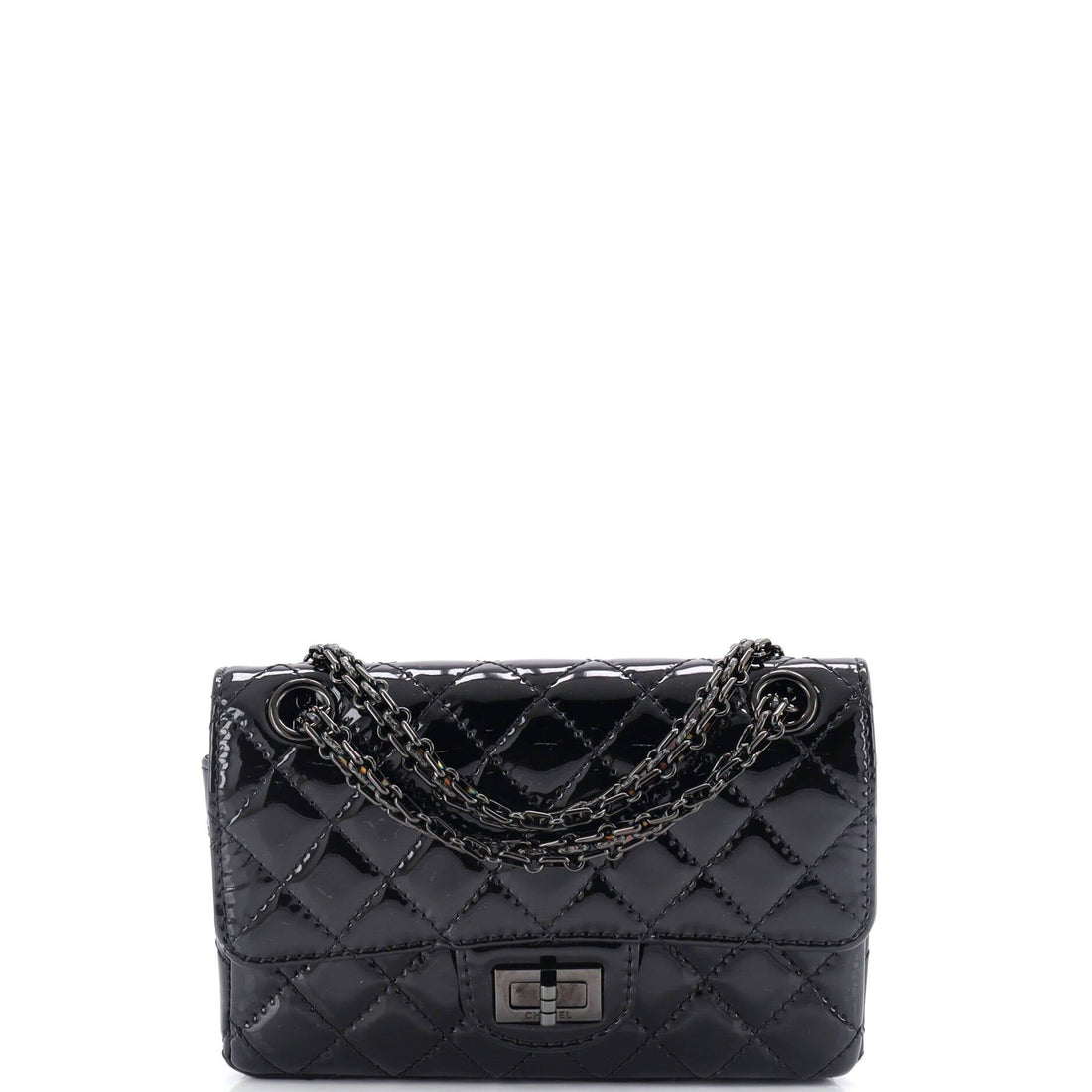 Chanel So Black Reissue 2.55 Flap Bag Quilted Patent Mini