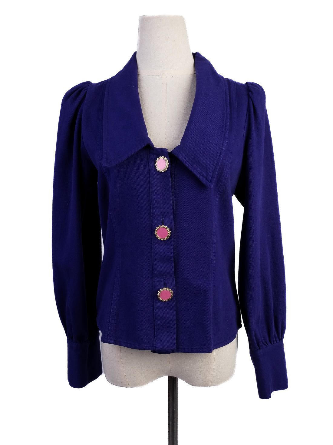Excellent Uterque Purple Velvet Jacket with Decorative Buttons Size S