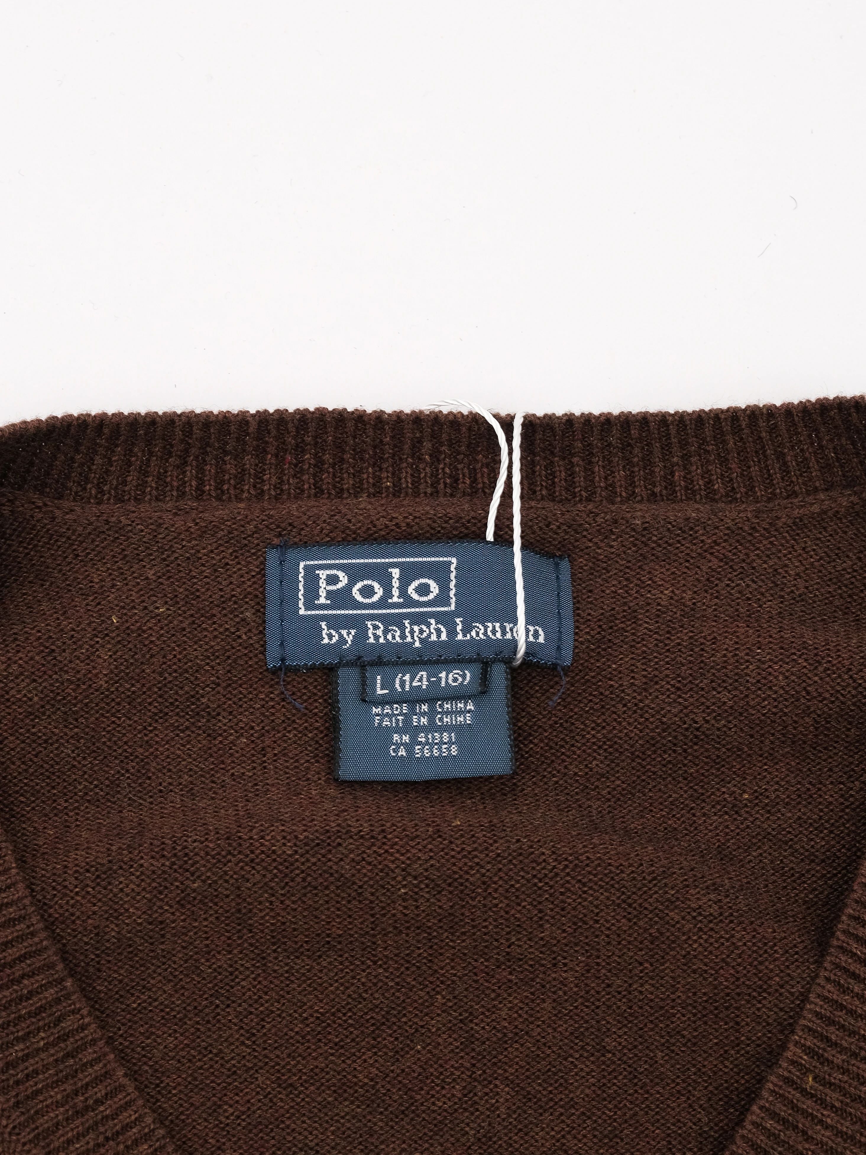 Excellent Polo Ralph Lauren Orange Cotton V-Neck Sweater Size 14 Kids