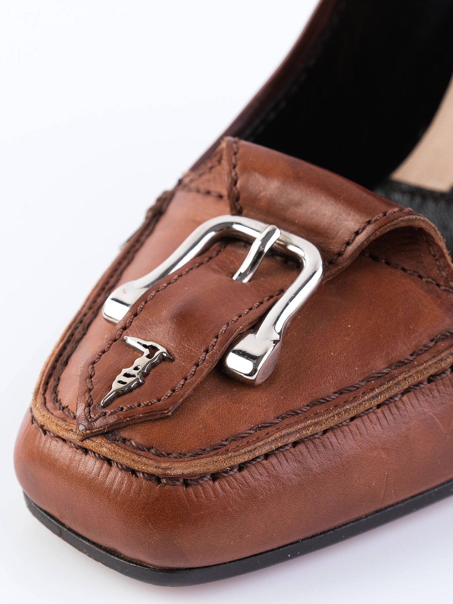 Excellent Trussardi Orange Leather High-Heeled Loafers Size 36
