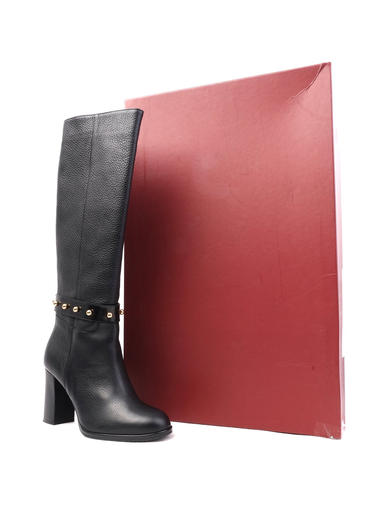 Excellent Moschino Black Leather Knee-High Boots Size 36