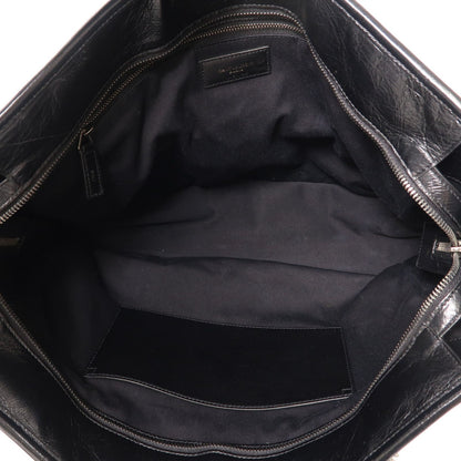 Yves Saint Laurent Cowhide Leather Niki Large Silver Shoulder Bag Black Calfskin (cowhide) Pmr 504