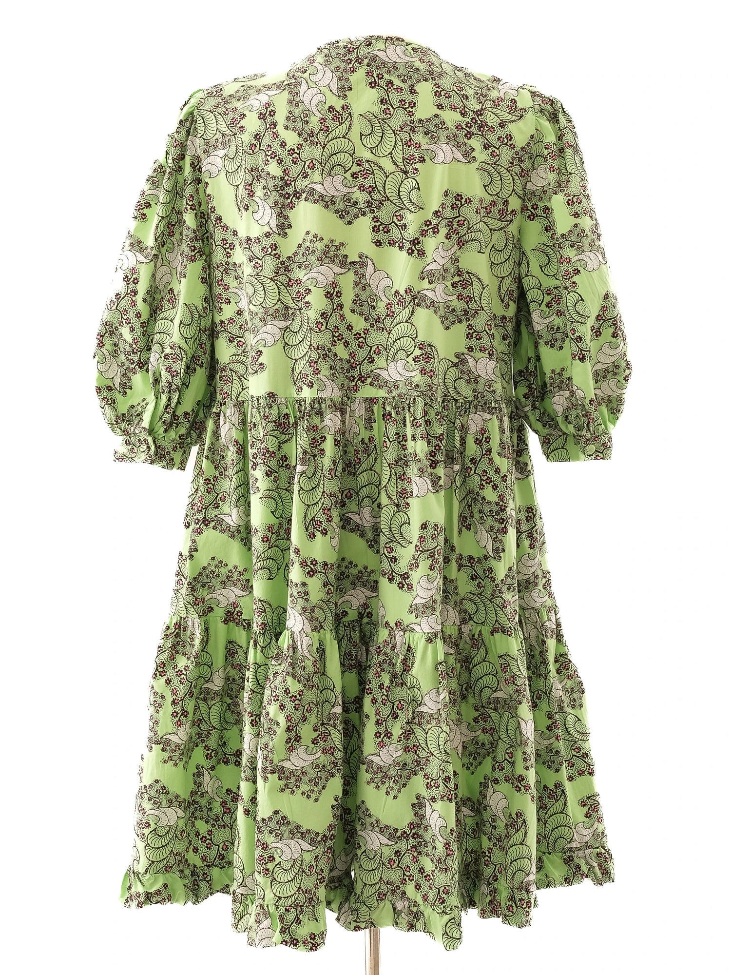 Excellent Diane von Furstenberg Green Floral Dress Size M