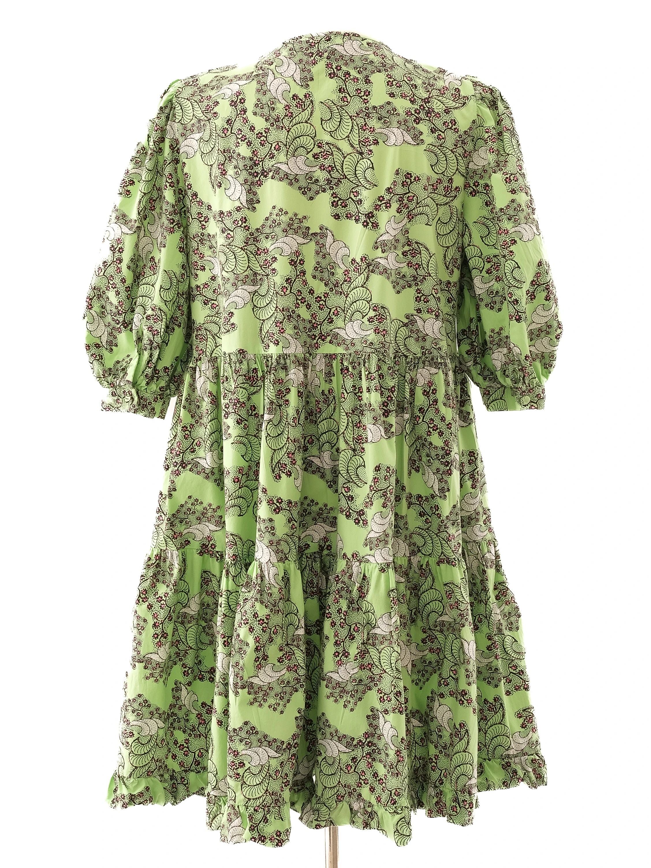 Excellent Diane von Furstenberg Green Floral Dress Size M