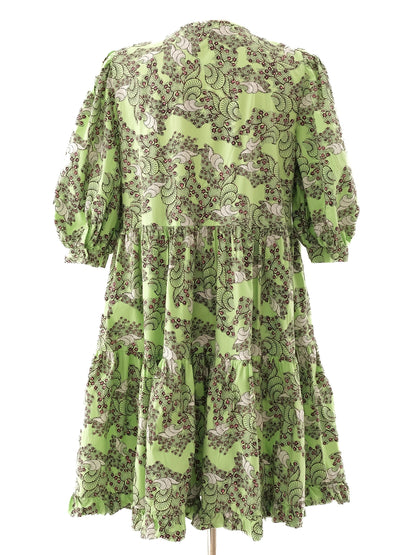 Excellent Diane von Furstenberg Green Floral Dress Size M