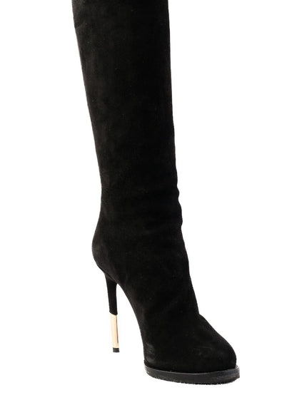 Excellent Givenchy Black Leather High-Heeled Boots Size 35
