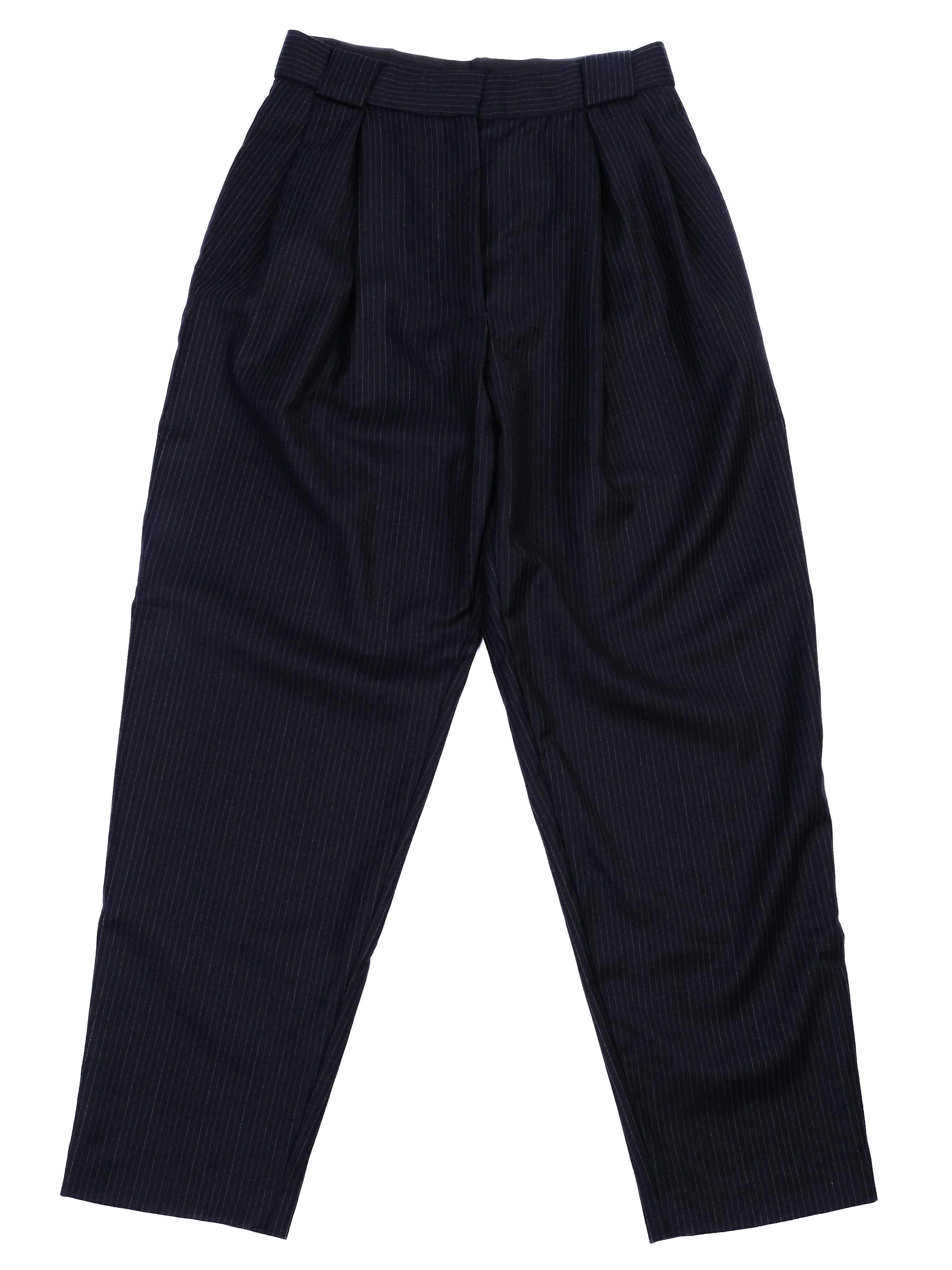 Excellent Tara Jarmon Blue Wool Pants Size S Pinstriped Design